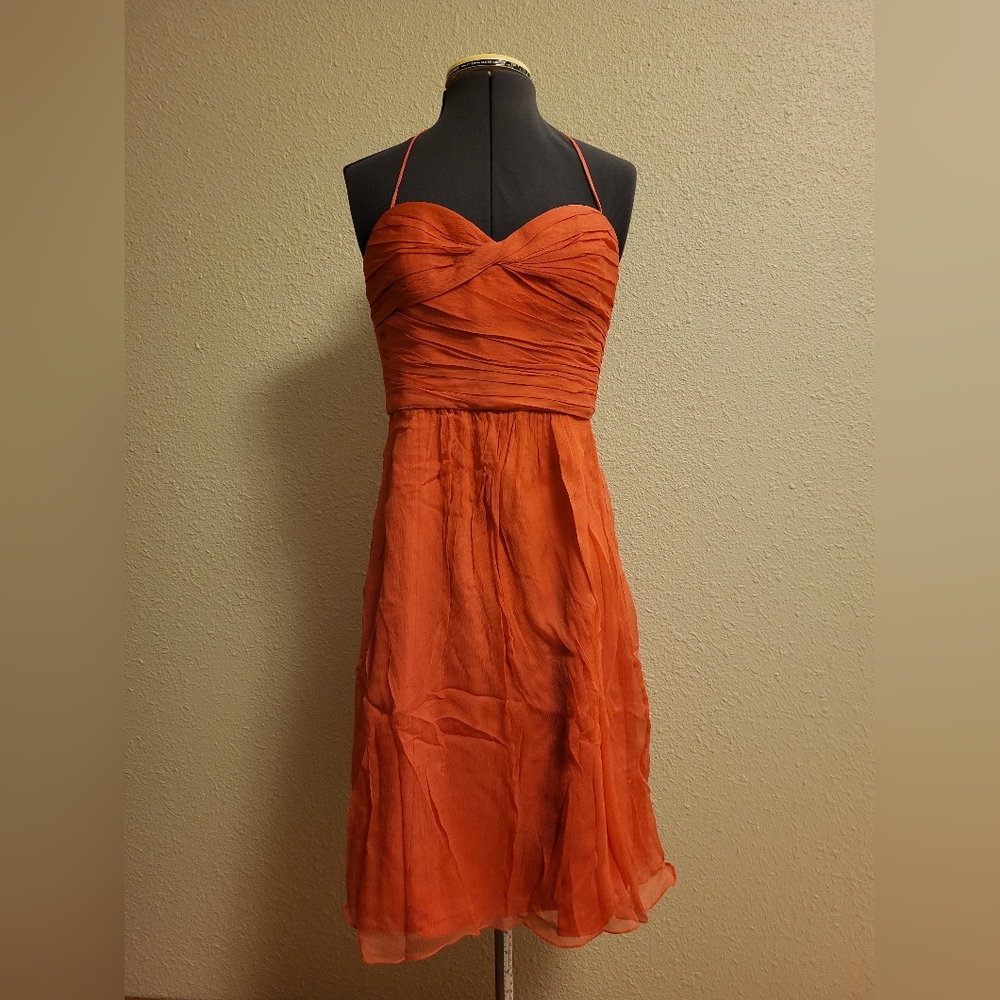 NWT Amsale Coral-Pink Halter Strap Formal Dress Size 8